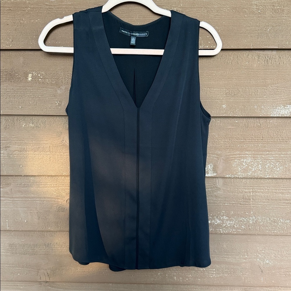 White House Black Market Black V-Neck Top size 10